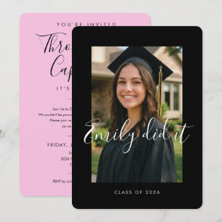 BLK & PINK 2026 | Graduation Invite with Photo Einladung