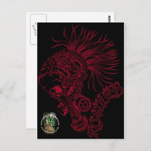 Blk/Red Ruthless Postkarte (Vorne/Hinten)