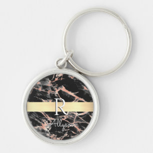 Blk & Rose Gold-Marmor-Bar, was Monogram heißen so Schlüsselanhänger