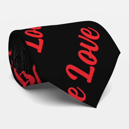Blk tie with red love repeat krawatte (Gerollt)