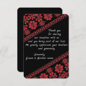 Blk und Rd Tatreez Wedding Dankeschön Karte (Vorne/Hinten)