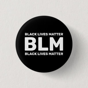 BLM Black Lives Materie Weiße Typografie auf Schw Button