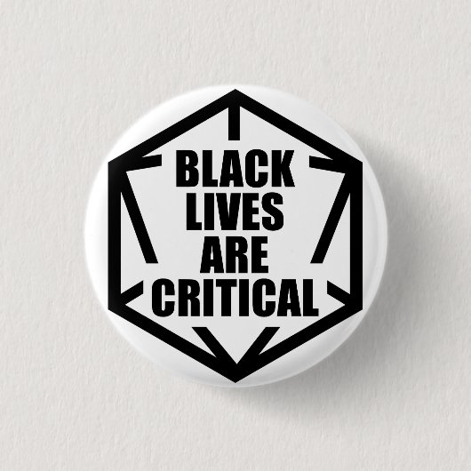 BLM Black Lives sind kritisch [B&W] Button (Vorderseite)