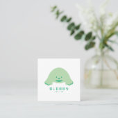 Blobby Character Logo | Fun Mascot with QR code Quadratische Visitenkarte (Stehend Vorderseite)