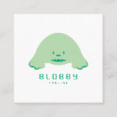 Blobby Character Logo | Fun Mascot with QR code Quadratische Visitenkarte (Vorderseite)