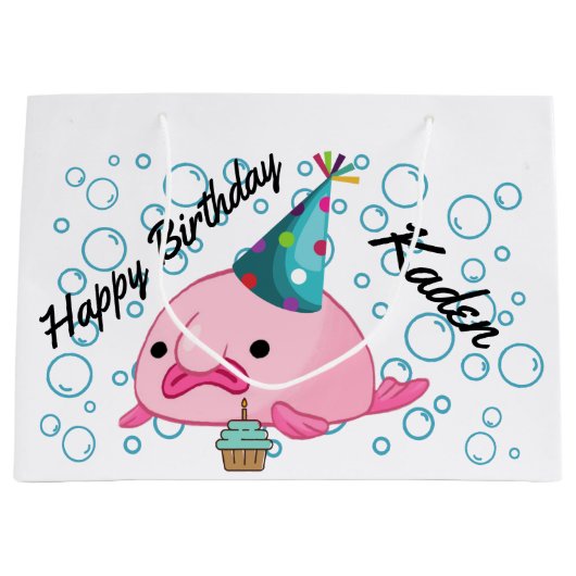 Blobfish Geburtstag Große Geschenktüte (Vorderseite)