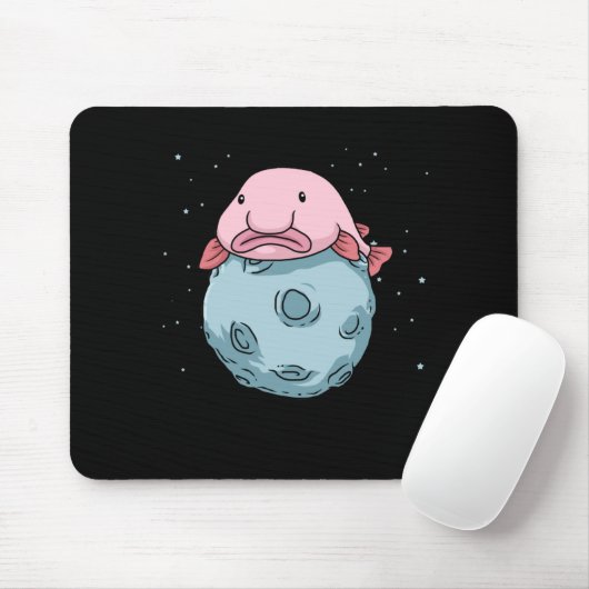 Blobfish Moon Astronaut Gift Kids Blobfish Mousepad (Mit Mouse)