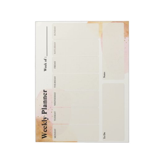 Bloc-Note Aquarelle Paillette Weekly Planner Notizblock (Rotiert)