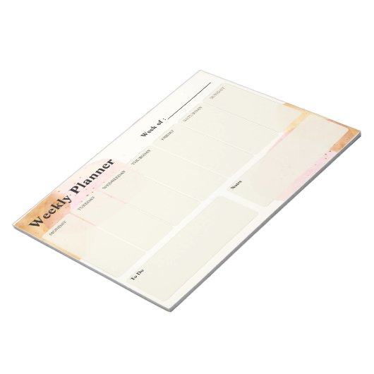 Bloc-Note Aquarelle Paillette Weekly Planner Notizblock (angewinkelt)