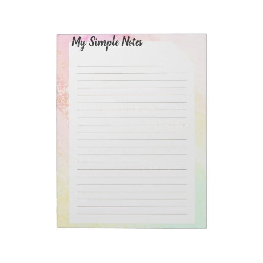 Bloc-note Aquarelle Pastel My Simples Notes Notizblock (Rotiert)