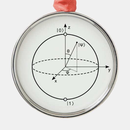 Bloch Sphere | Quantenbit (Qubit) Physik / Mathema Ornament Aus Metall (Vorne)