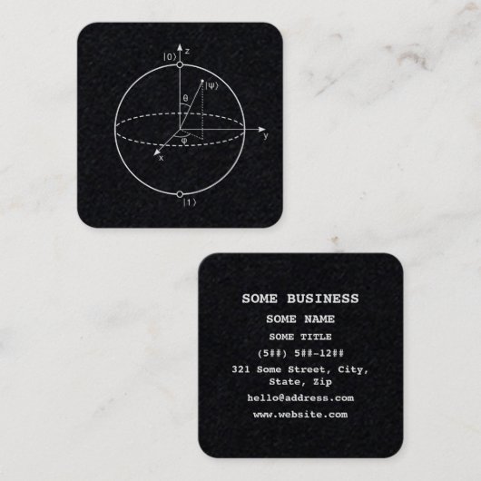 Bloch Sphere | Quantum Bit (Qubit) Physics / Math Quadratische Visitenkarte (Vorne/Hinten)