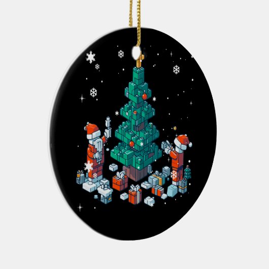 Block Brick Gebäude Abbildung Frohe Weihnachts Ma Keramik Ornament (Rechts)