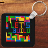Block Brick Gebäude Bauen wir Master Builder Pu Schlüsselanhänger (Rückseite)