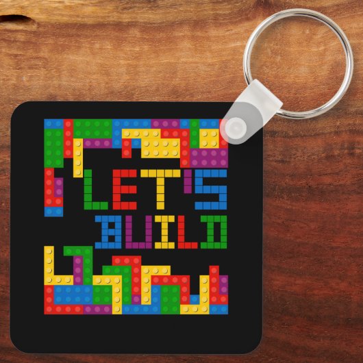 Block Brick Gebäude Bauen wir Master Builder Pu Schlüsselanhänger (Rückseite)