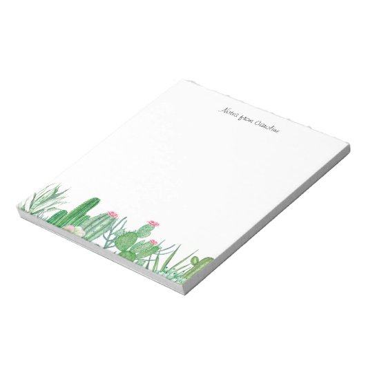 Block De Notas Notepad Kaktus in Aquarellfarbe Notizblock (Rotiert)