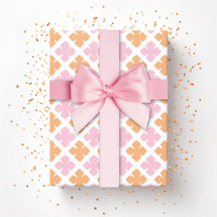 Block Diamond Clover in Rosa und Orange Geschenkpapier