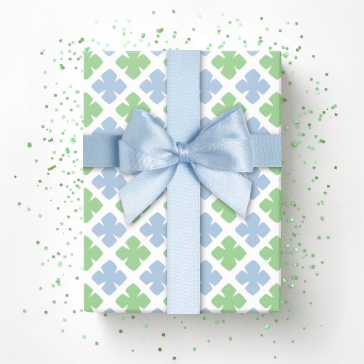 Block Diamond Clover in Schiefer und Grün Geschenkpapier