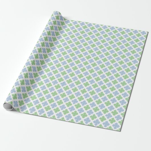 Block Diamond Clover in Slate and Green Geschenkpapier (Ungerollt)