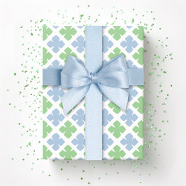Block Diamond Clover in Slate and Green Geschenkpapier
