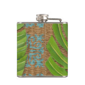 Block-Druck-Palme auf Weidenhintergrund Flachmann (Rückseite)