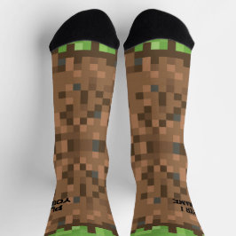 Block Gamer Pixel Dirt Socks - Individuelle Name Socken