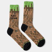 Block Gamer Pixel Dirt Socks - Individuelle Name Socken (Rechts)