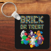 Block Gebäude Halloween Ziegel oder Leckerei Kids  Schlüsselanhänger (Vorderseite)