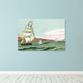 Block-Insel-Medium eingewickelte Leinwand (Insitu (Holzboden))