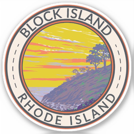 Block Insel Rhode Island Reisen Vintag Aufkleber (Vorderseite)