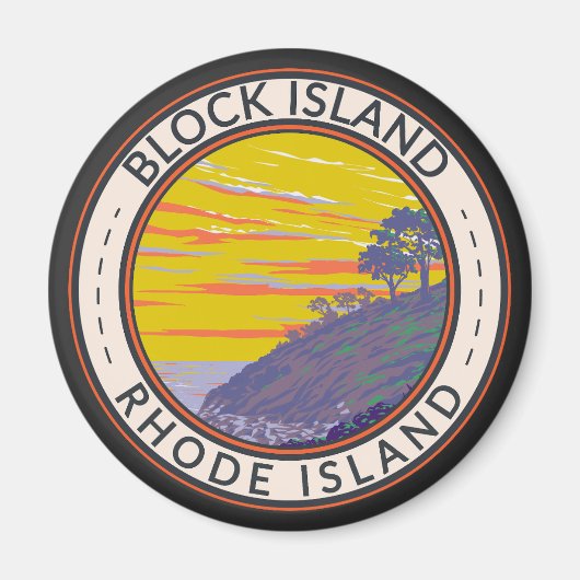 Block Insel Rhode Island Reisen Vintag Magnet (Vorne)