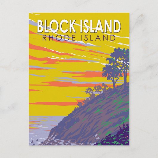 Block Insel Rhode Island Reisen Vintag Postkarte (Vorderseite)