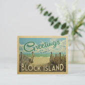 Block Island Beach Vintage Reise Postkarte (Stehend Vorderseite)