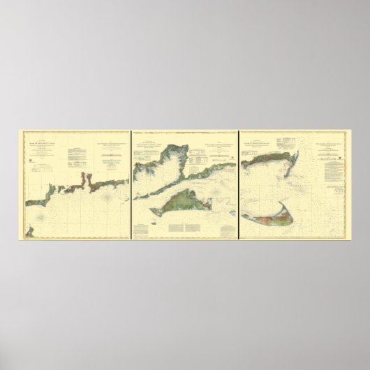 Block Island, Buzzard Bay, Nantucket und Martha's Poster (Vorne)