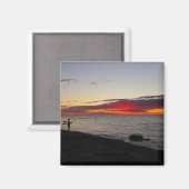 Block Island Fisherman Sunset Magnet (Vorderseite/Rückseite)