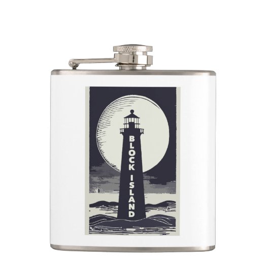 Block Island Leuchtturm Rhode Island Mond Flachmann (Vorderseite)