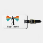 Block Island Lighthouse Rainbow Gepäckanhänger (Vorderseite horizontal)