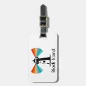 Block Island Lighthouse Rainbow Gepäckanhänger (Vorderseite vertikal)