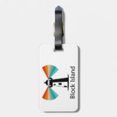 Block Island Lighthouse Rainbow Gepäckanhänger (Rückseite vertikal)
