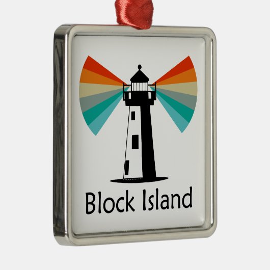 Block Island Lighthouse Rainbow Ornament Aus Metall (Rechts)