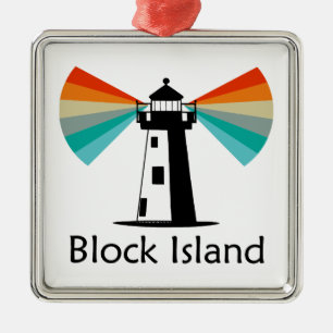 Block Island Lighthouse Rainbow Ornament Aus Metall