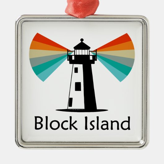 Block Island Lighthouse Rainbow Ornament Aus Metall (Vorne)