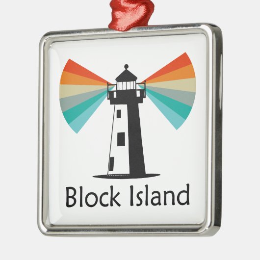 Block Island Lighthouse Rainbow Ornament Aus Metall (Links)