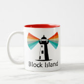 Block Island Lighthouse Rainbow Zweifarbige Tasse (Links)
