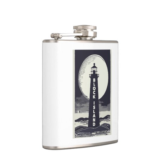 Block Island Lighthouse Rhode Island Moon Flachmann (Rechts)
