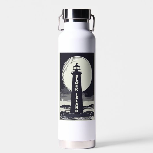 Block Island Lighthouse Rhode Island Moon Trinkflasche (Vorne)