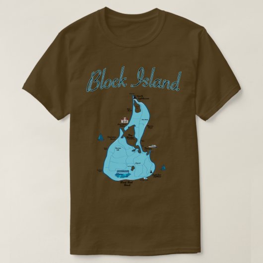 Block Island Map Rhode Island T-Shirt (Design vorne)