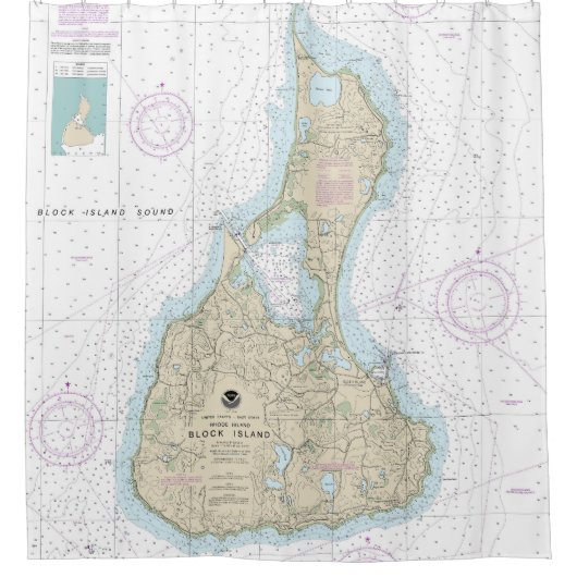 Block Island Nautical Chart 13217 Duschvorhang (Vorderseite)