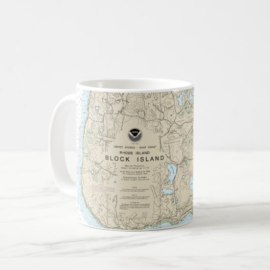 Block Island Nautical Chart 13217 Kaffeetasse (Vorderseite Links)