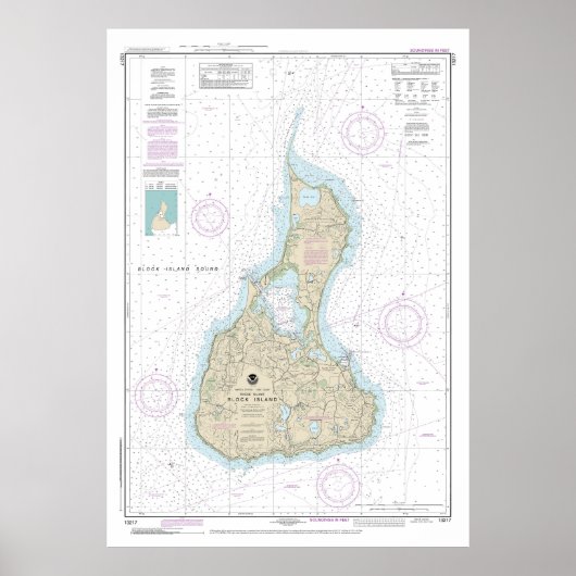 Block Island Nautical Chart 13217 Poster (Vorne)